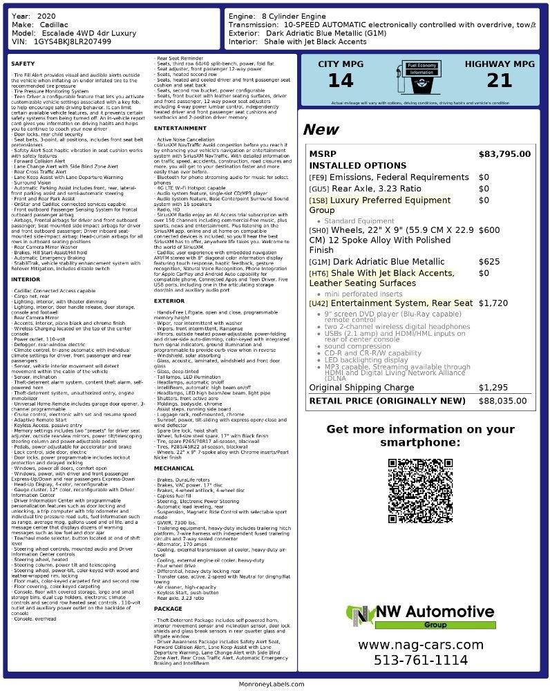 Cadillac Escalade 4WD 4dr Luxury 2020