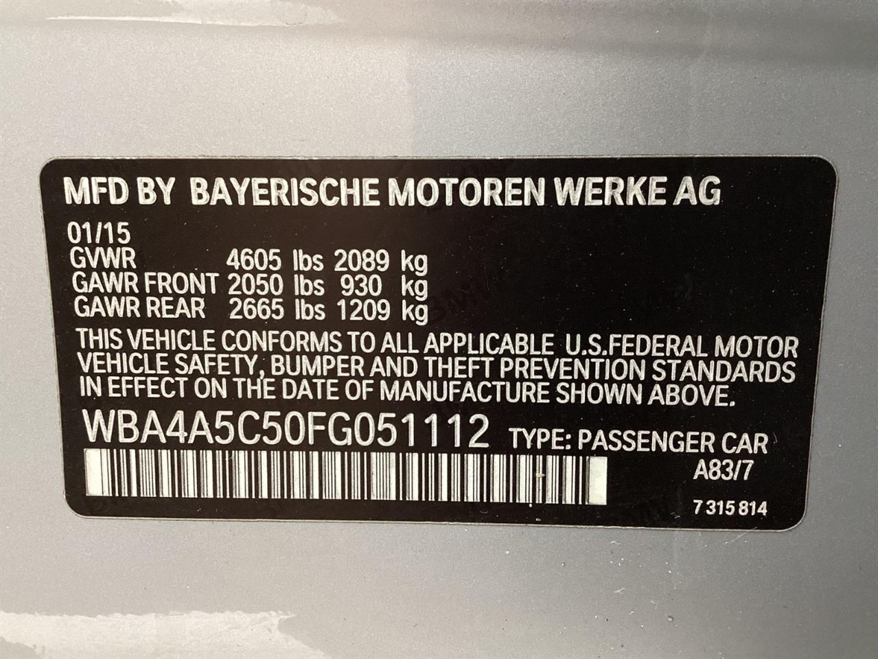 BMW 4 Series 4dr Sdn 428i RWD Gran Coupe 2015