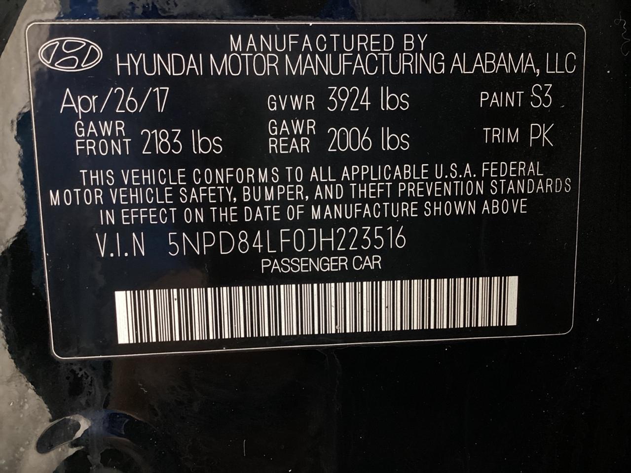 Hyundai Elantra SEL 2.0L Auto (Alabama) 2018