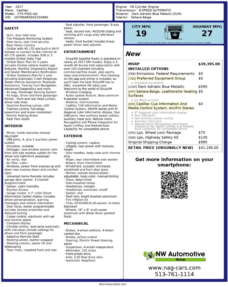 Cadillac XT5 FWD 4dr 2017