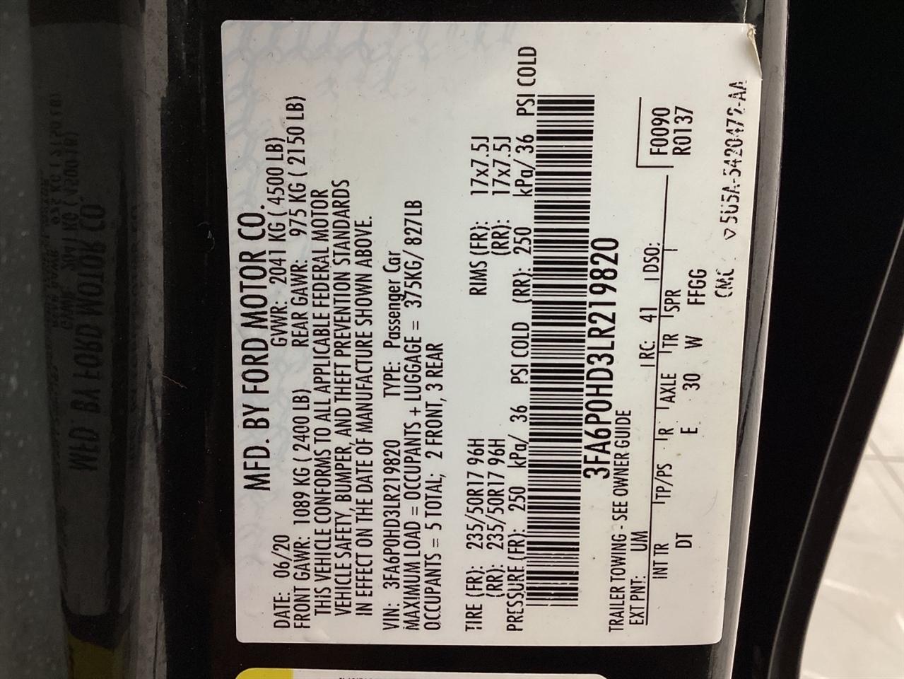 Ford Fusion SE FWD 2020