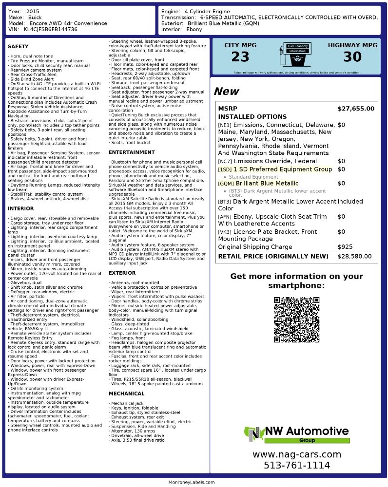 Buick Encore AWD 4dr Convenience 2015