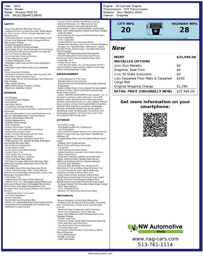 Nissan Murano FWD SV 2021