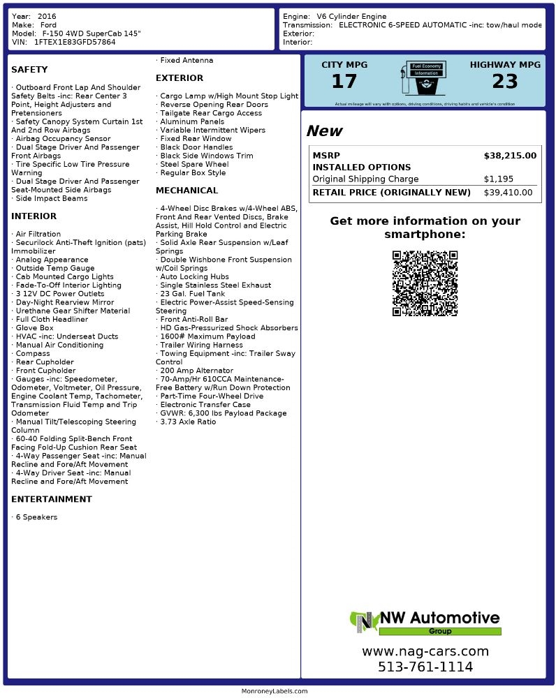 Ford 150 4WD SuperCab 145" XLT 2016