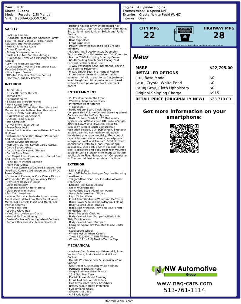 Subaru Forester 2.5i Manual 2018