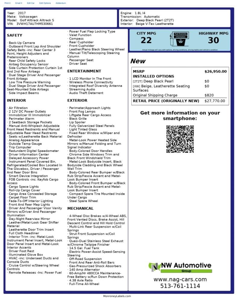 Volkswagen Golf Alltrack 1.8T SEL DSG 2017