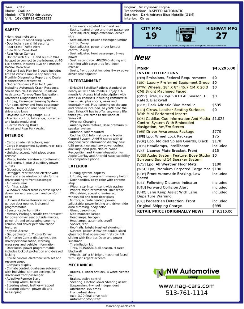 Cadillac XT5 FWD 4dr Luxury 2017