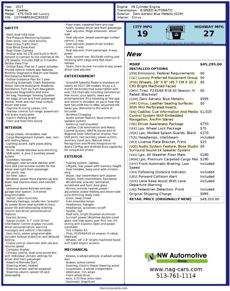 Cadillac XT5 FWD 4dr Luxury 2017