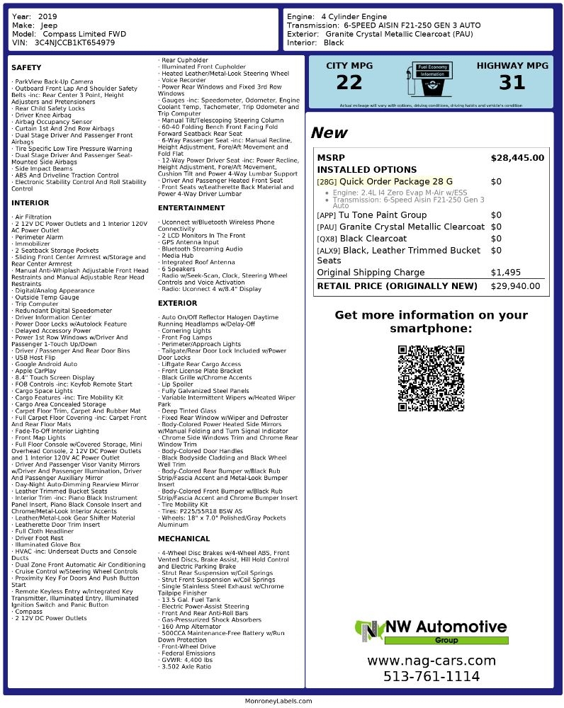 Jeep Compass Limited FWD 2019