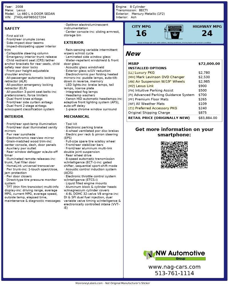 Lexus LS 460 4dr Sdn LWB 2008
