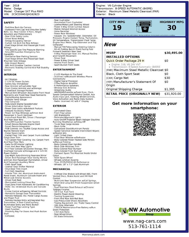 Dodge Charger SXT Plus RWD 2018