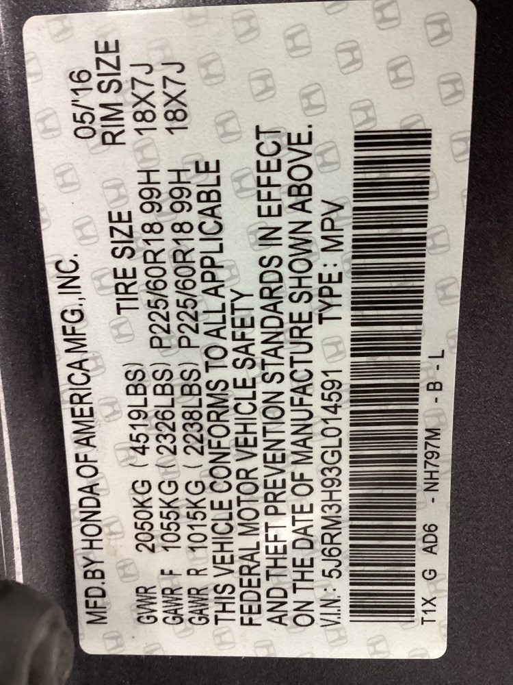 Honda CR-V 2WD 5dr Touring 2016