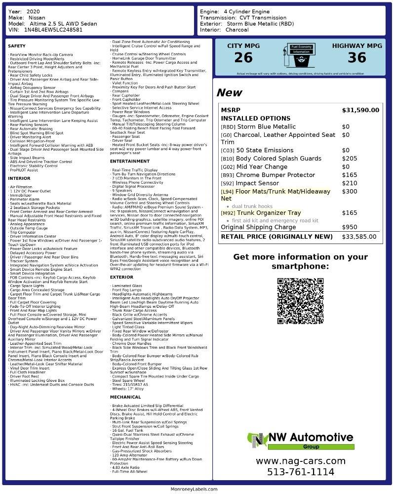 Nissan Altima 2.5 SL AWD Sedan 2020