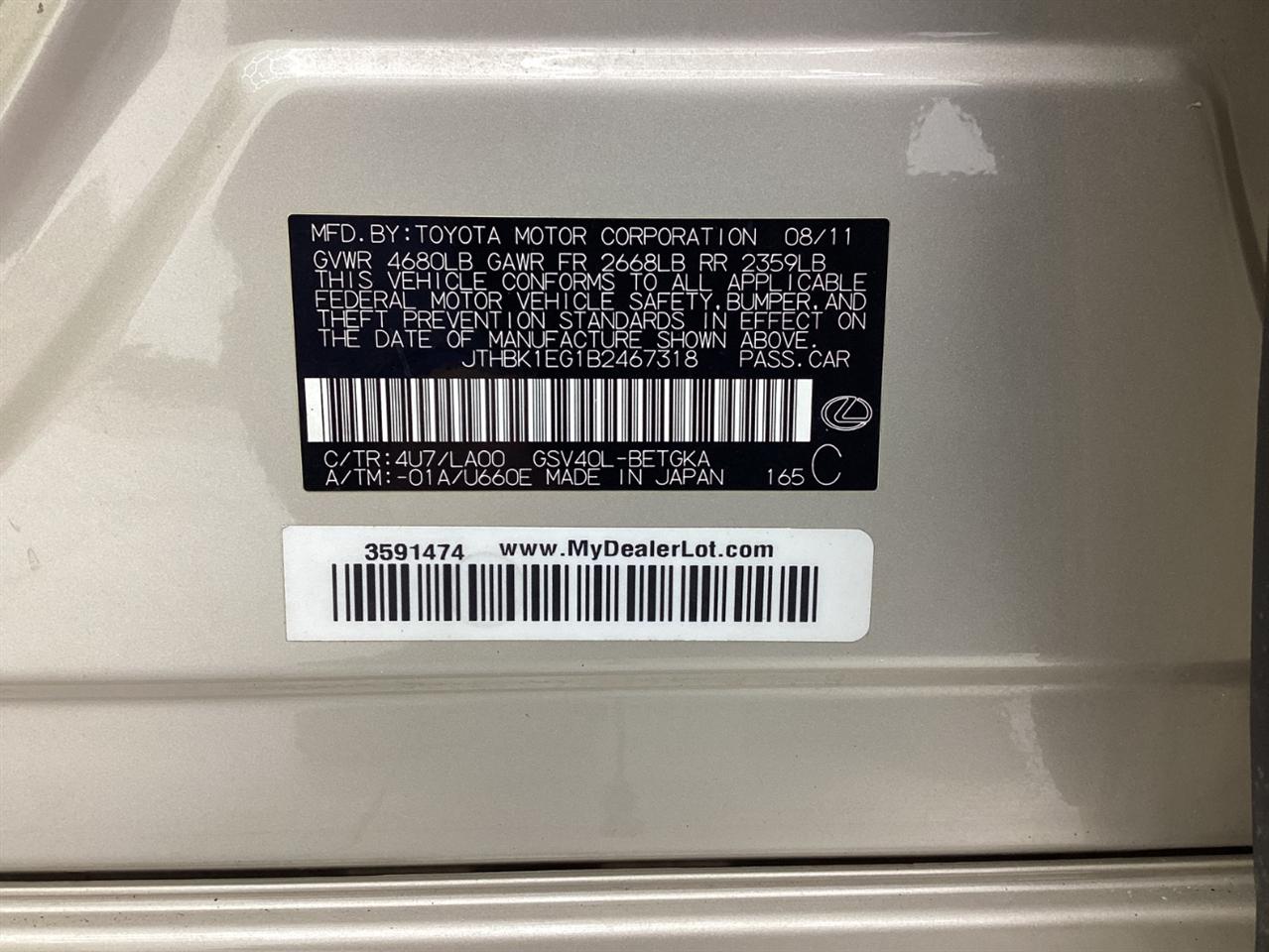 Lexus ES 350 4dr Sdn 2011