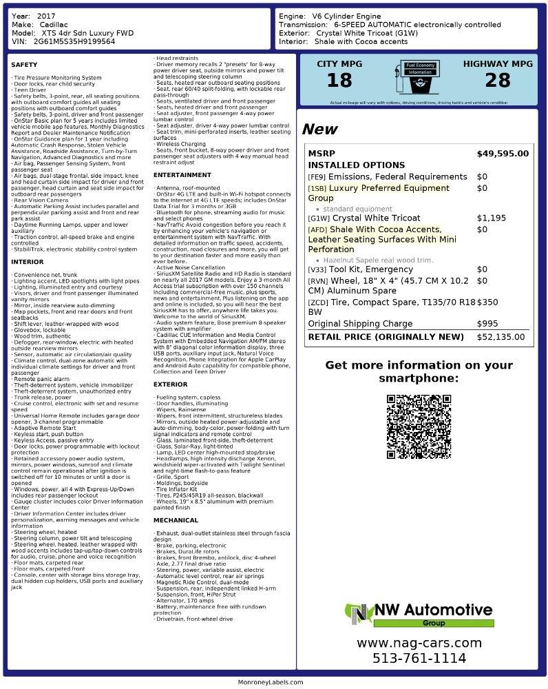 Cadillac XTS 4dr Sdn Luxury FWD 2017