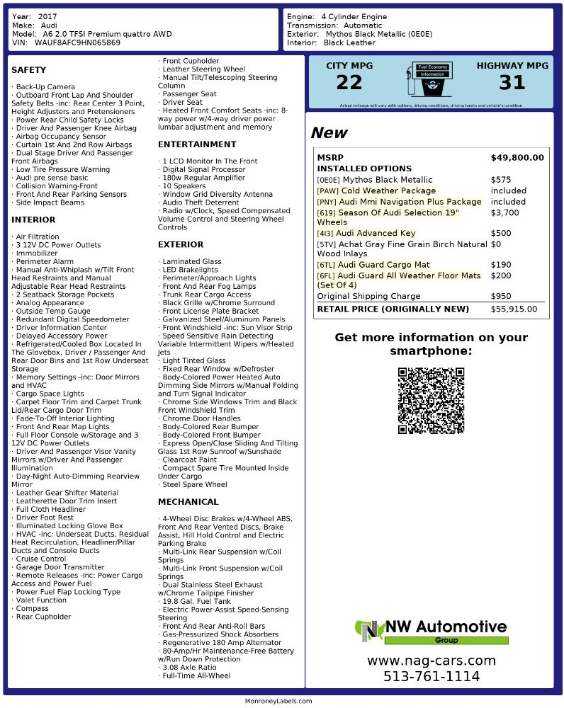 Audi A6 2.0 TFSI Premium quattro AWD 2017