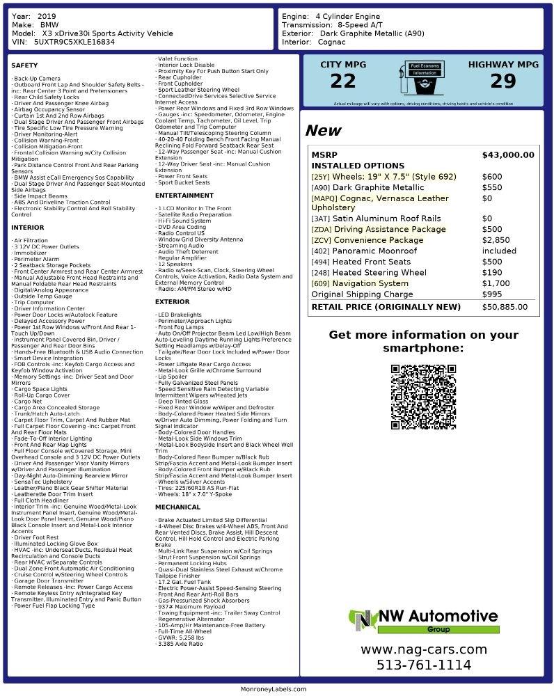 BMW X3 xDrive30i Sports Activity Vehicle 2019