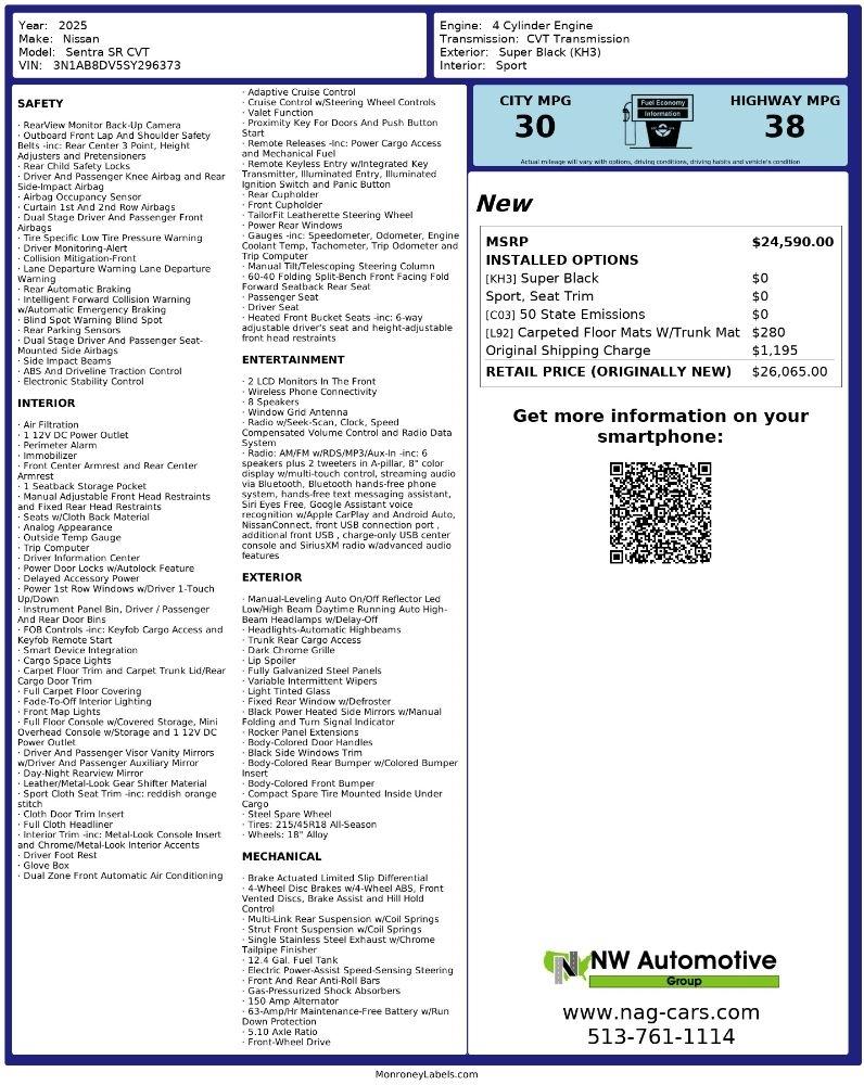 Nissan Sentra SR CVT 2025