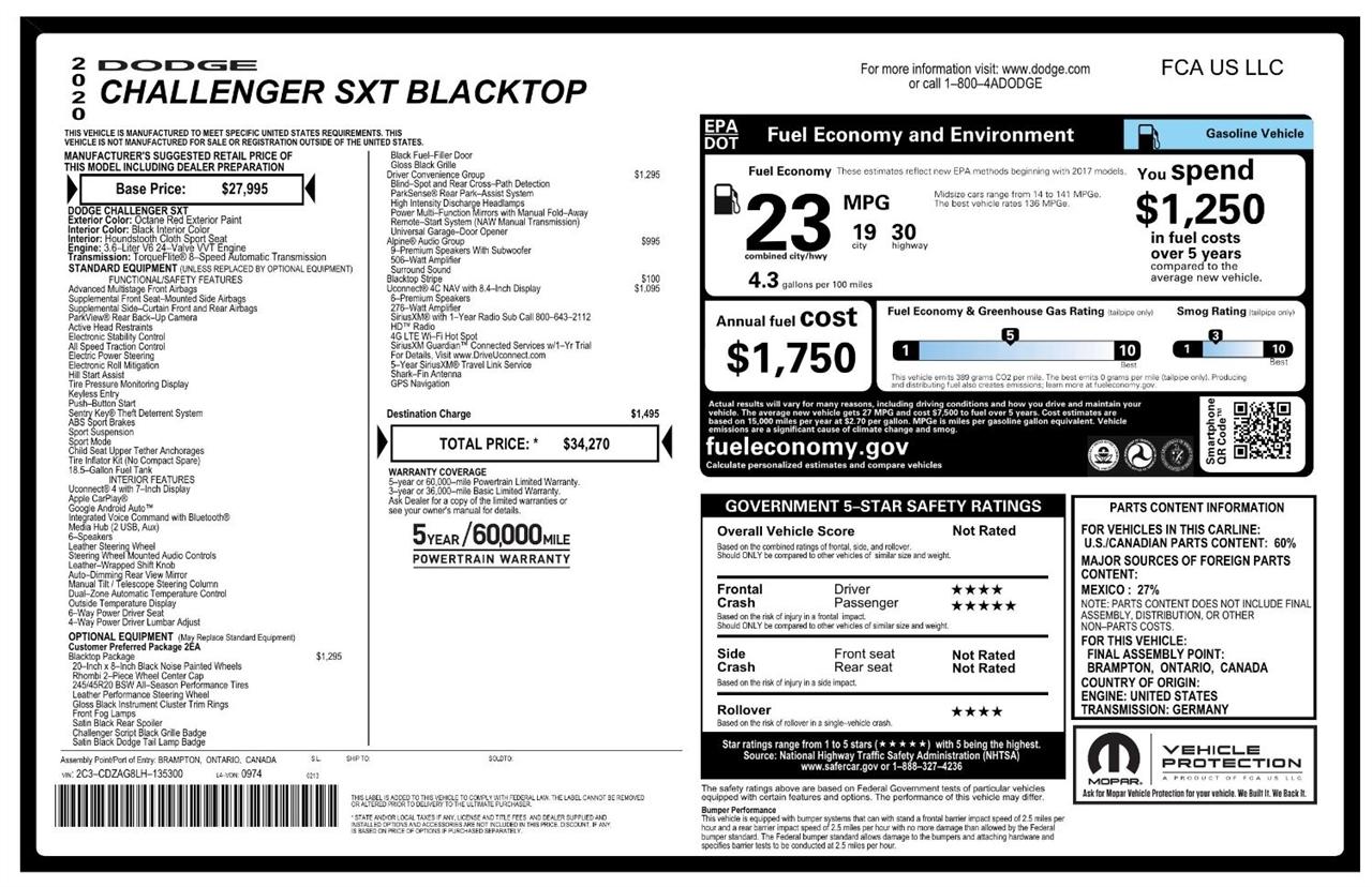 Dodge Challenger SXT RWD 2020