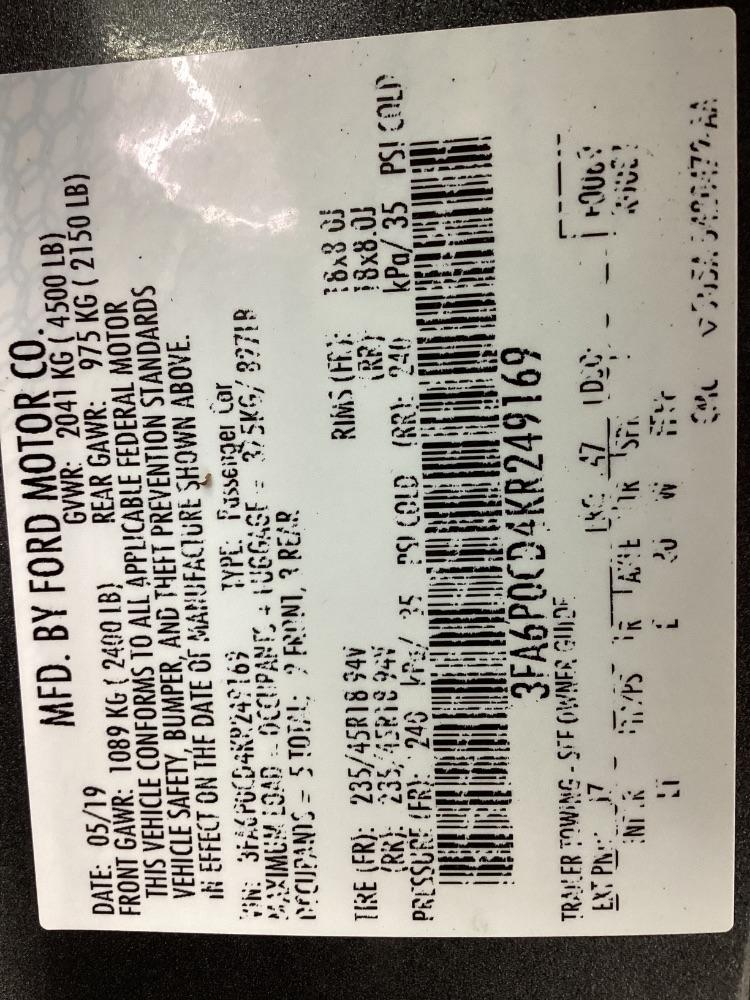 Ford Fusion SEL FWD 2019