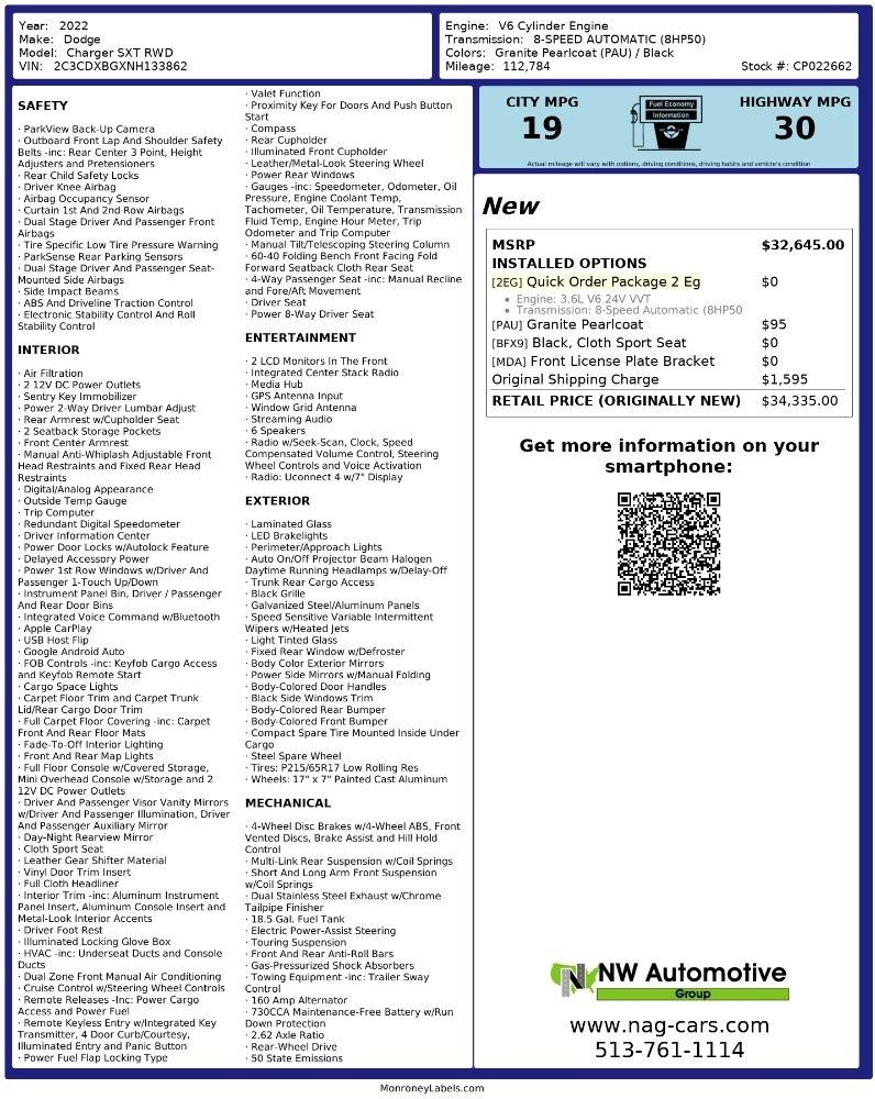 Dodge Charger SXT RWD 2022