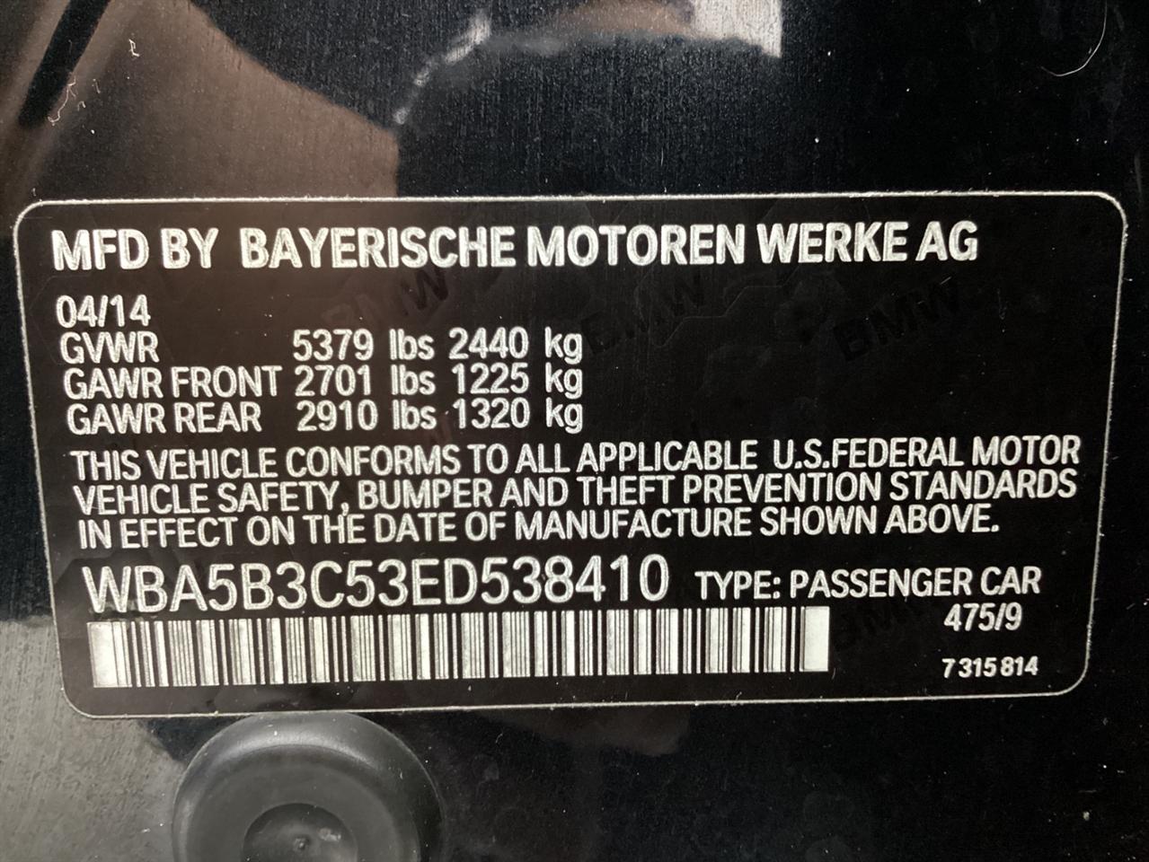 BMW 5 Series 4dr Sdn 535i xDrive AWD 2014