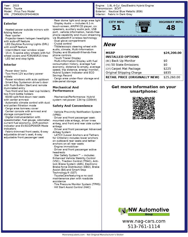 Toyota Prius 5dr HB Persona Series Special Edition (Natl) 2015