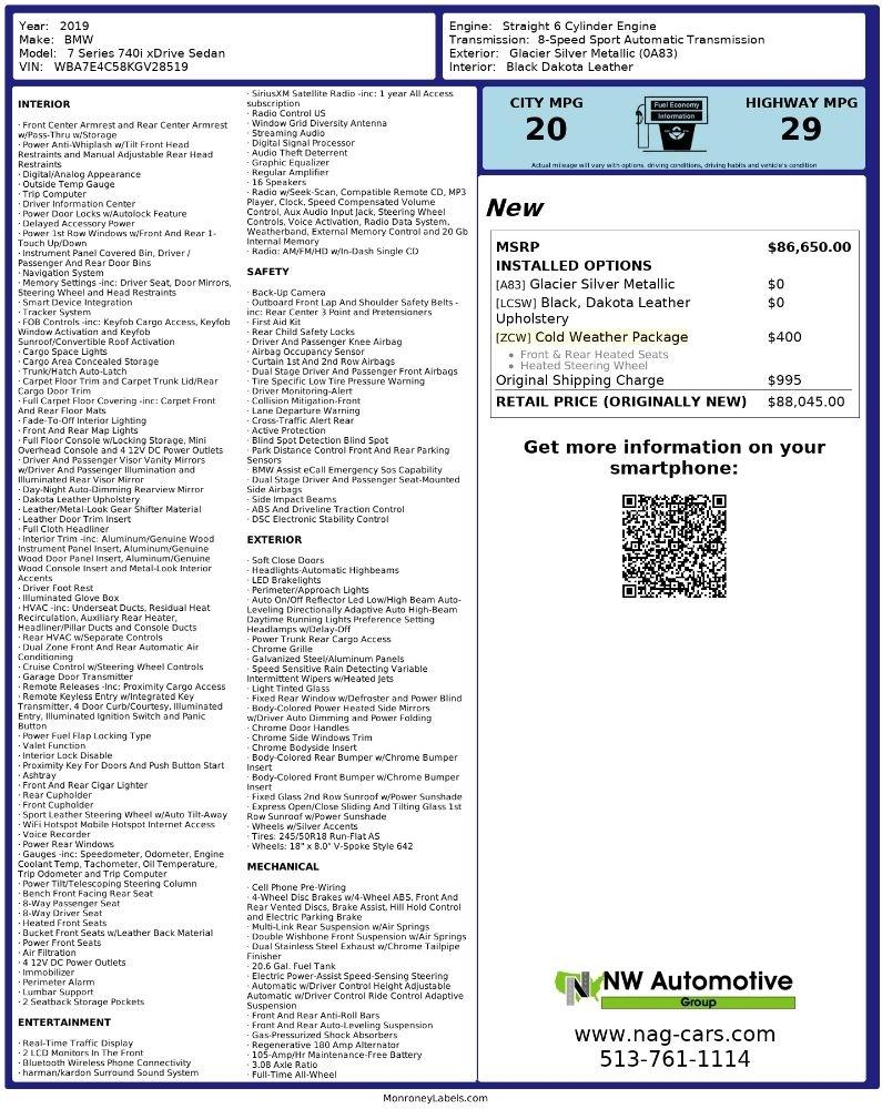 BMW 7 Series 740i xDrive Sedan 2019