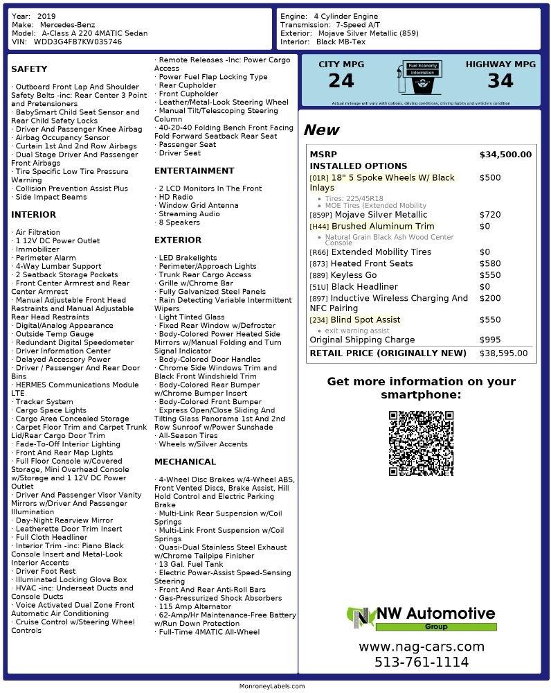 Mercedes-Benz A-Class A 220 4MATIC Sedan 2019