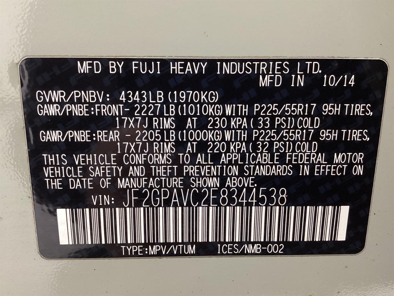 Subaru XV Crosstrek 5dr Auto 2.0i Premium 2014