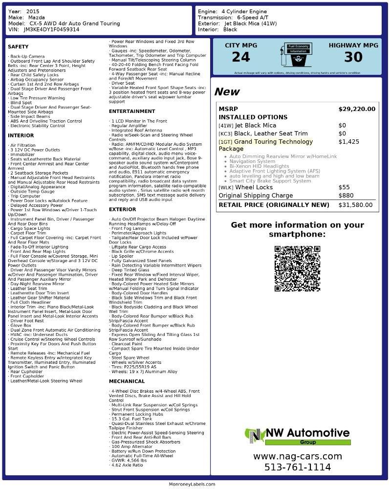 Mazda CX-5 AWD 4dr Auto Grand Touring 2015