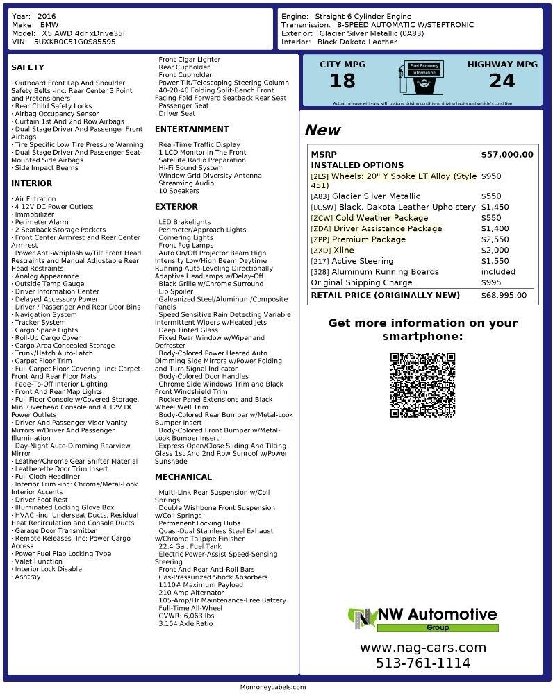 BMW X5 AWD 4dr xDrive35i 2016