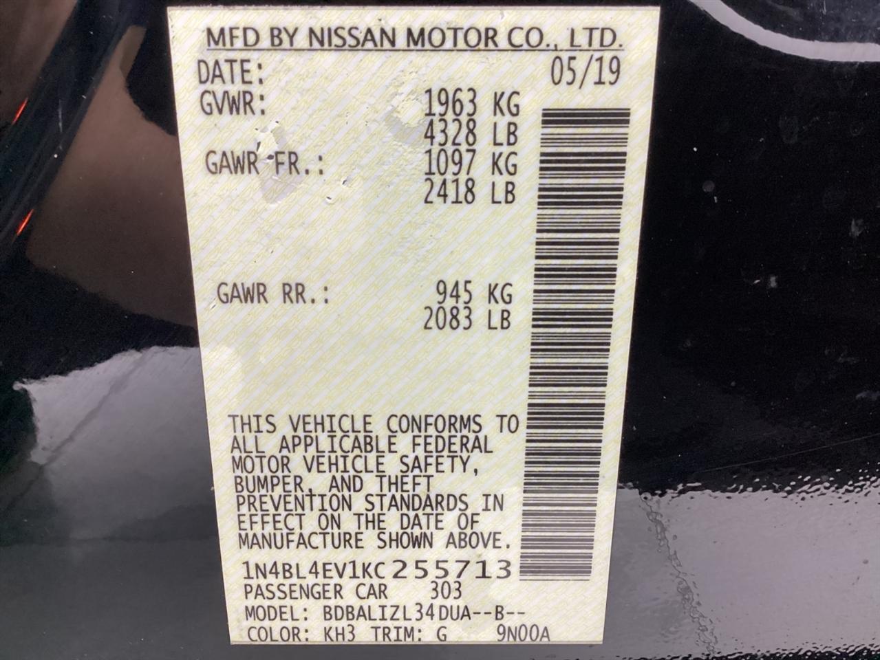 Nissan Altima 2.5 SL Sedan 2019