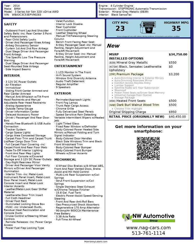 BMW 3 Series 4dr Sdn 320i xDrive AWD 2014