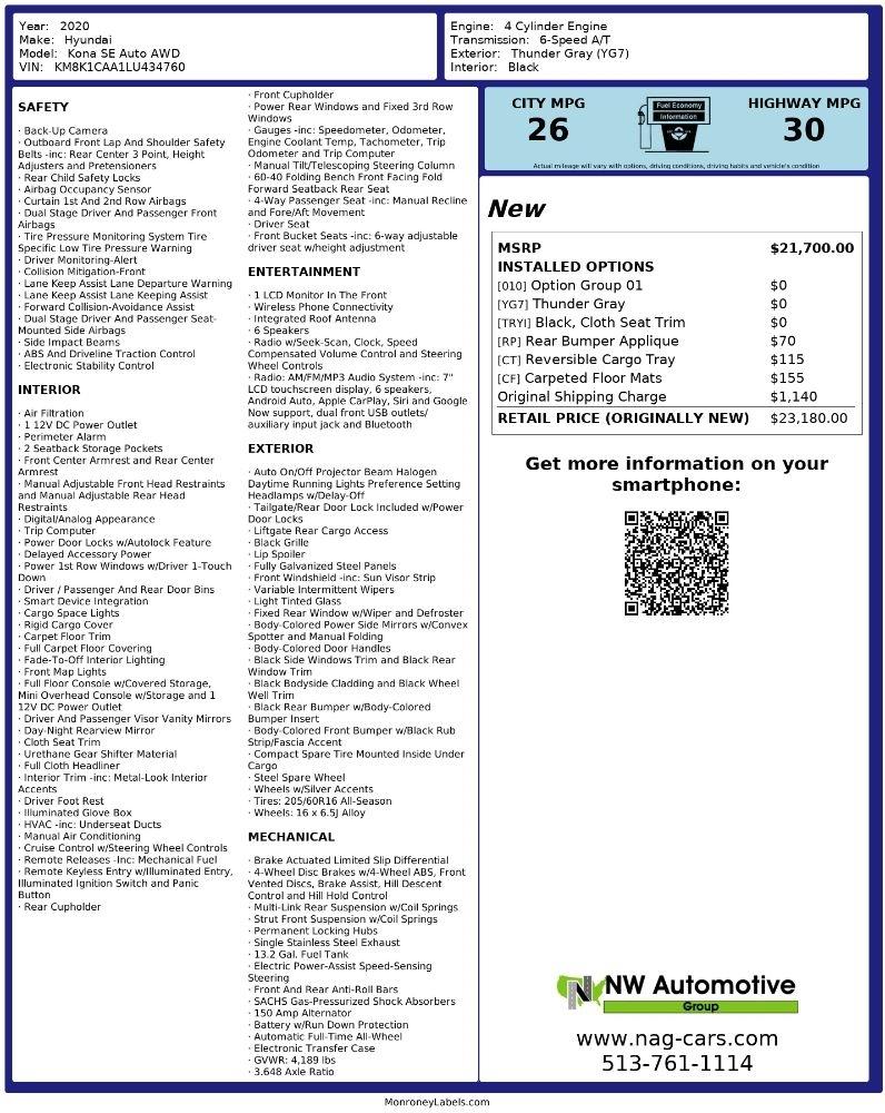 Hyundai Kona SE Auto AWD 2020