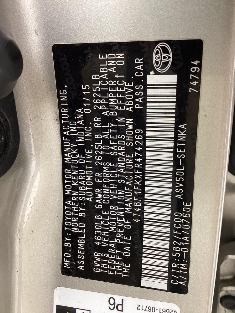 Toyota Camry 4dr Sdn I4 Auto XLE (Natl) 2015