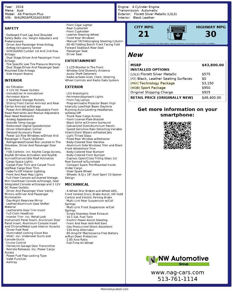 Audi A5 2dr Cpe Auto Premium 2016