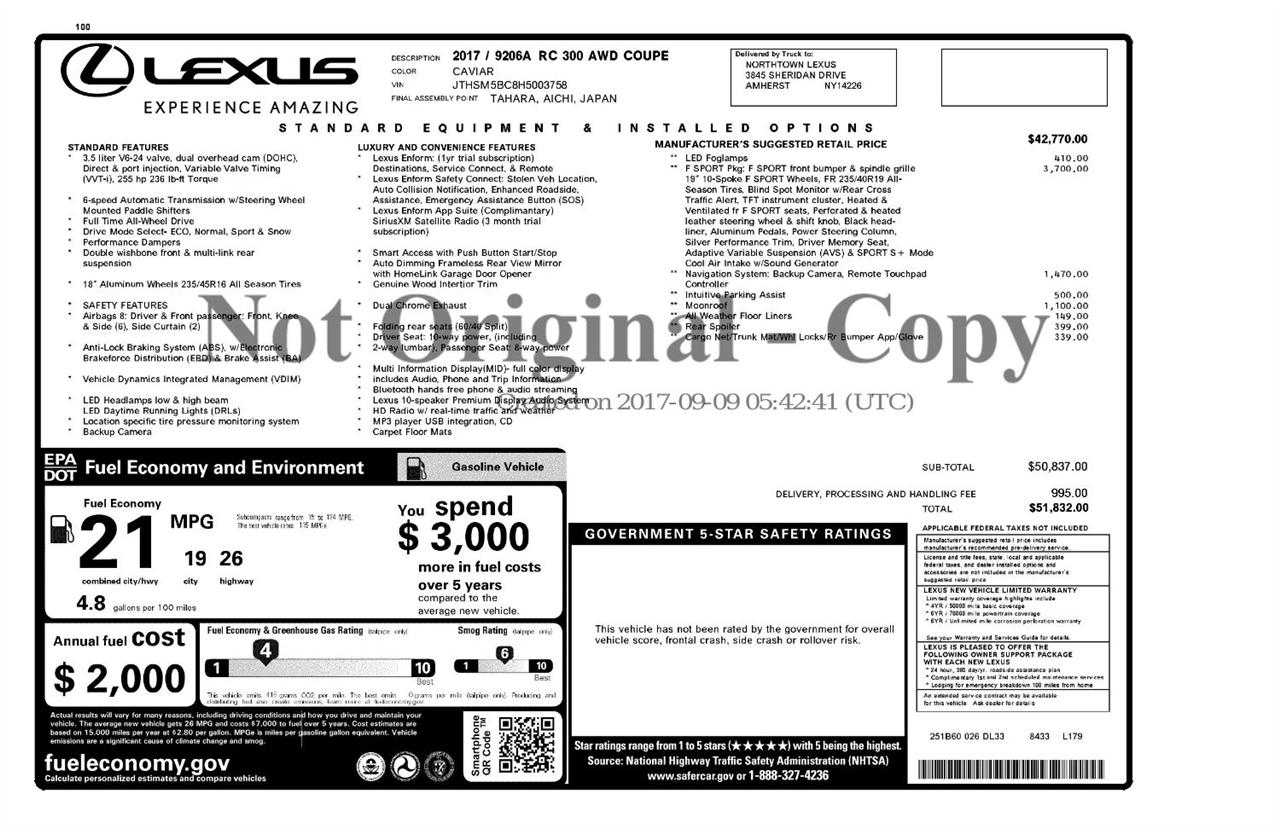 Lexus RC RC 300 AWD 2017