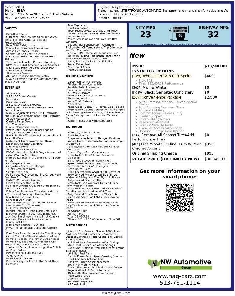 BMW X1 sDrive28i Sports Activity Vehicle 2018