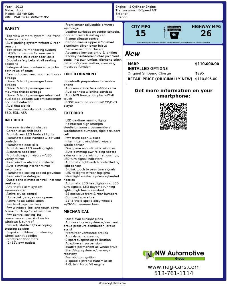 Audi S8 4dr Sdn 2013