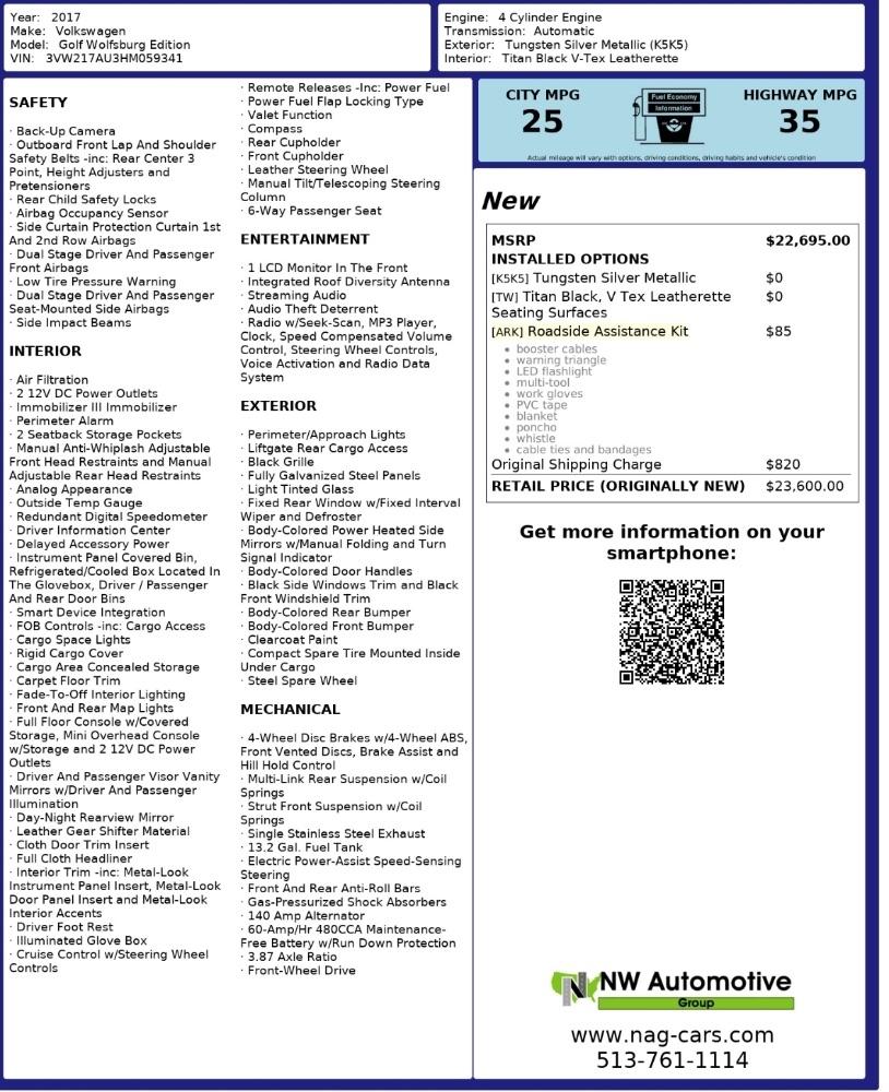 Volkswagen Golf 1.8T 4-Door Wolfsburg Edition Auto 2017