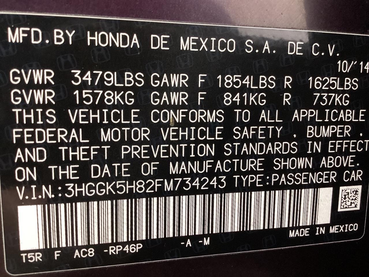 Honda Fit 5dr HB CVT EX-L 2015