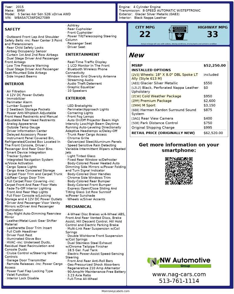 BMW 5 Series 4dr Sdn 528i xDrive AWD 2015