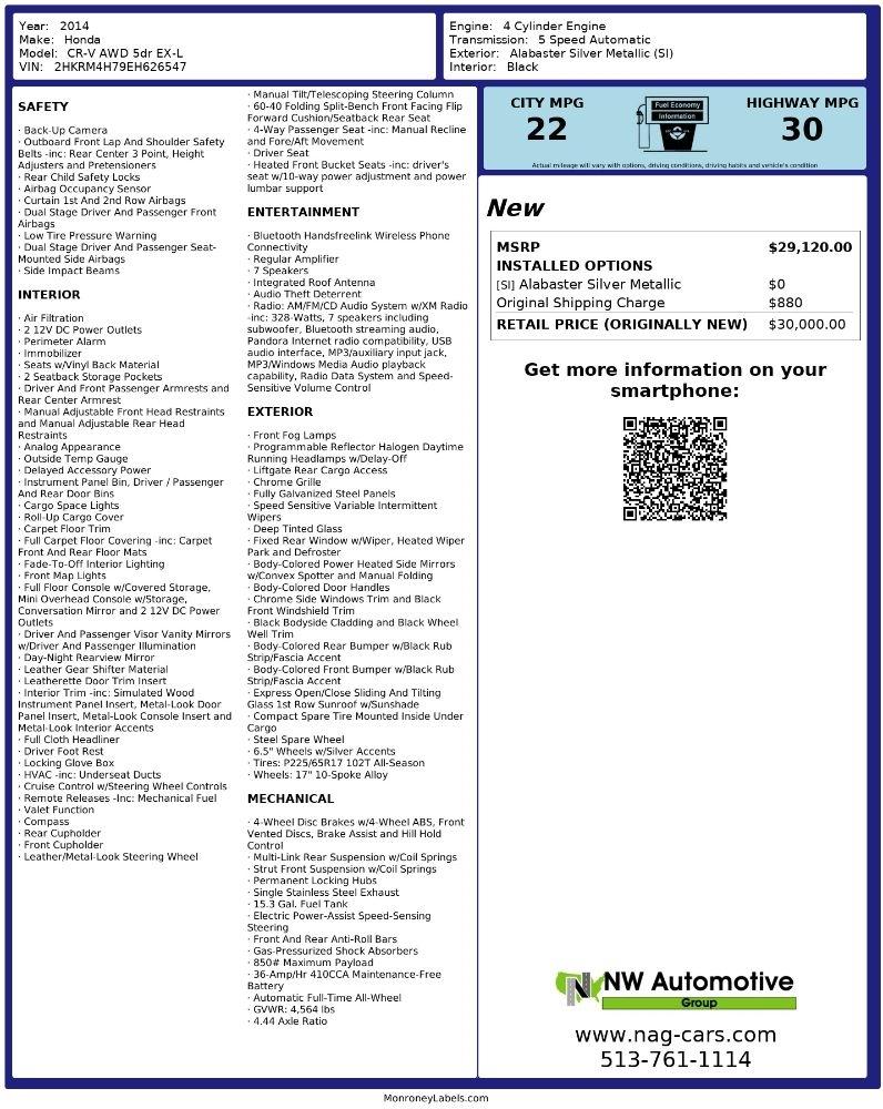 Honda CR-V AWD 5dr EX-L 2014