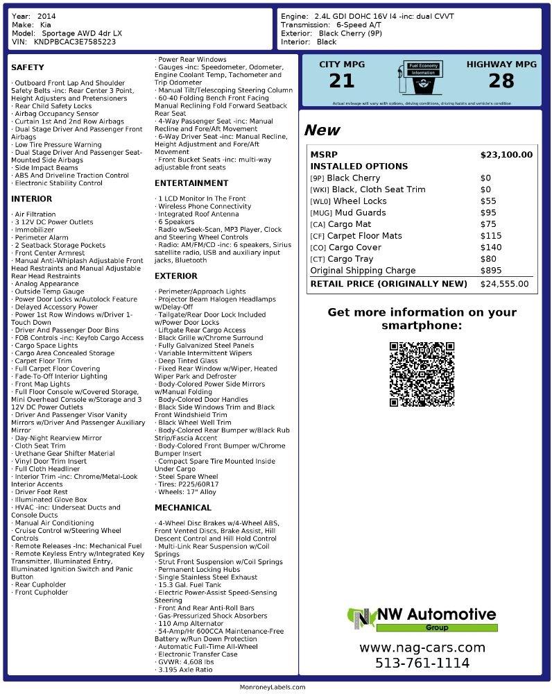 Kia Sportage AWD 4dr LX 2014