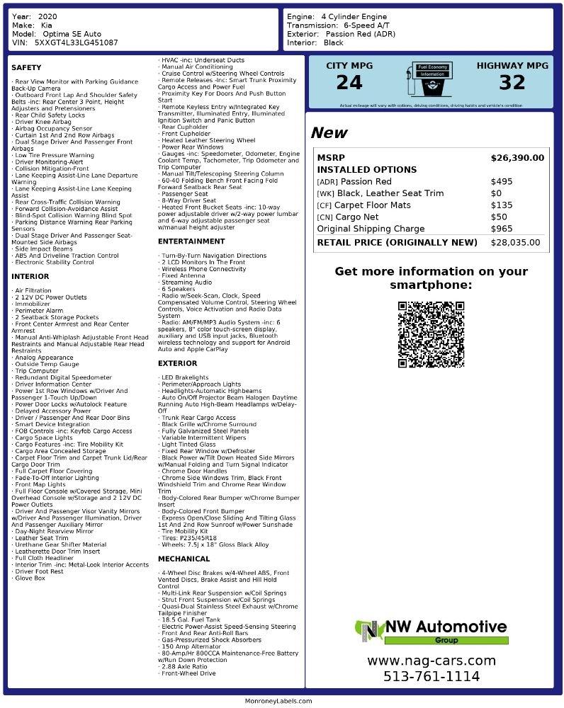 Kia Optima SE Auto 2020