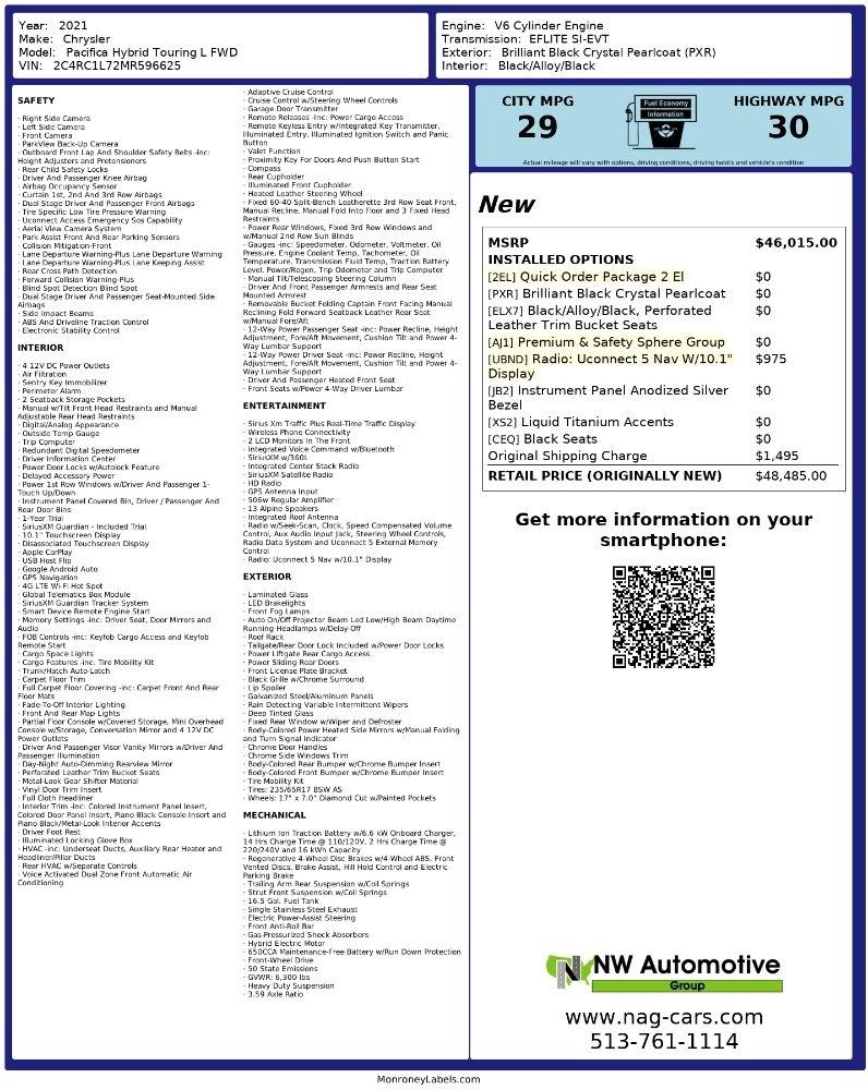 Chrysler Pacifica Hybrid Touring L FWD 2021