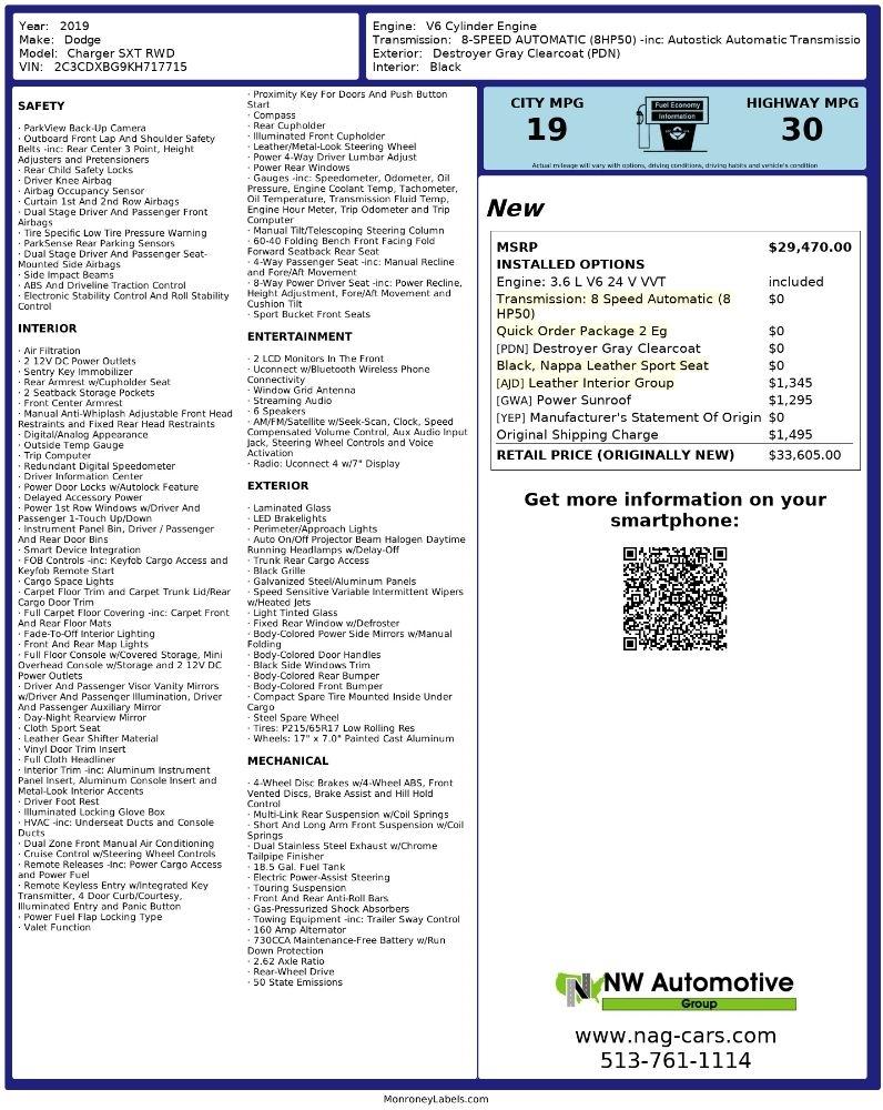 Dodge Charger SXT RWD 2019