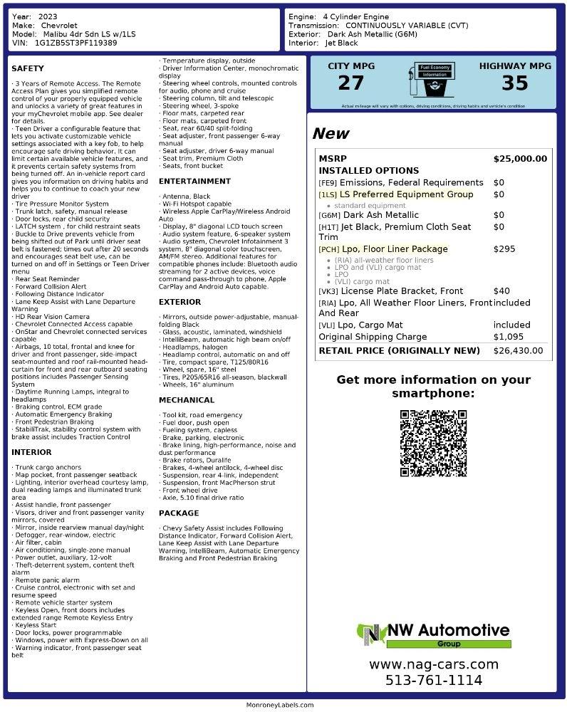 Chevrolet Malibu 4dr Sdn LS w/1LS 2023