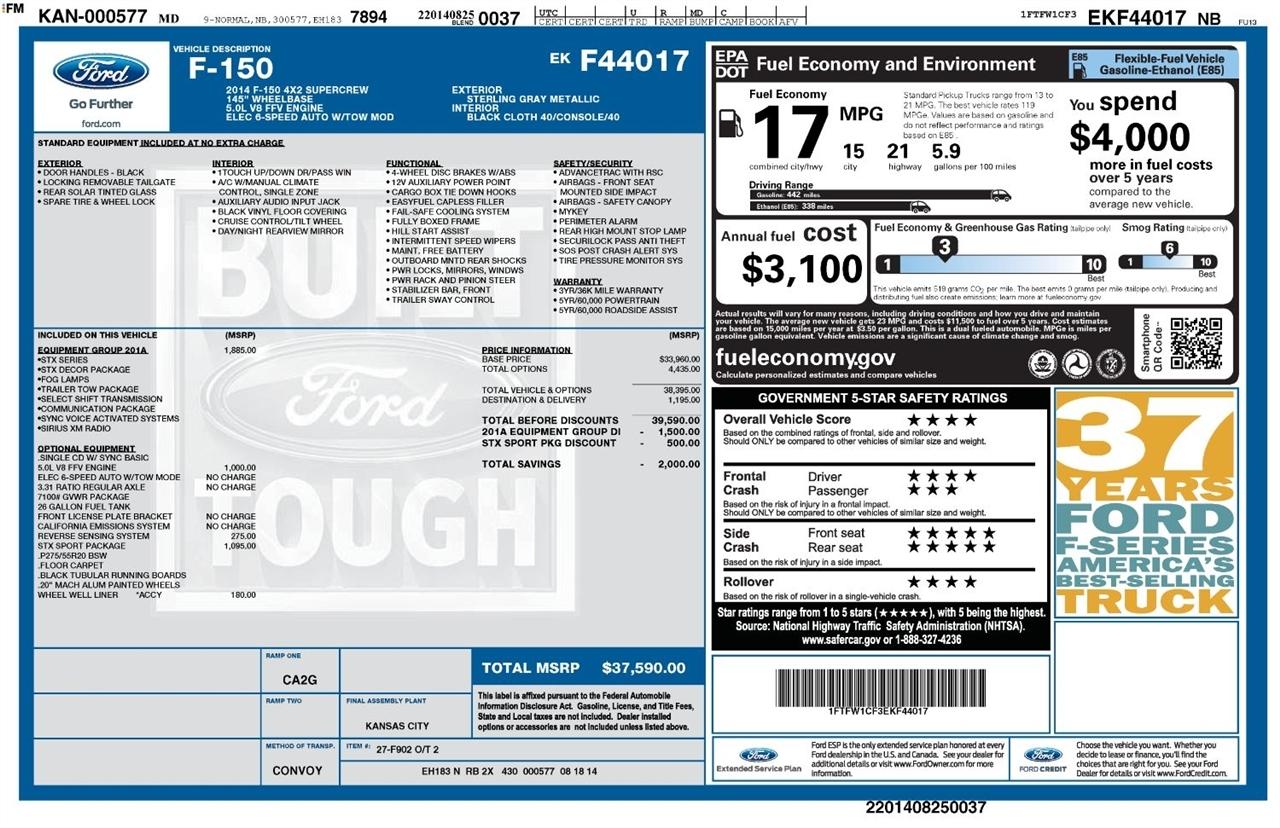 Ford 150 2WD SuperCrew 145" Platinum 2014